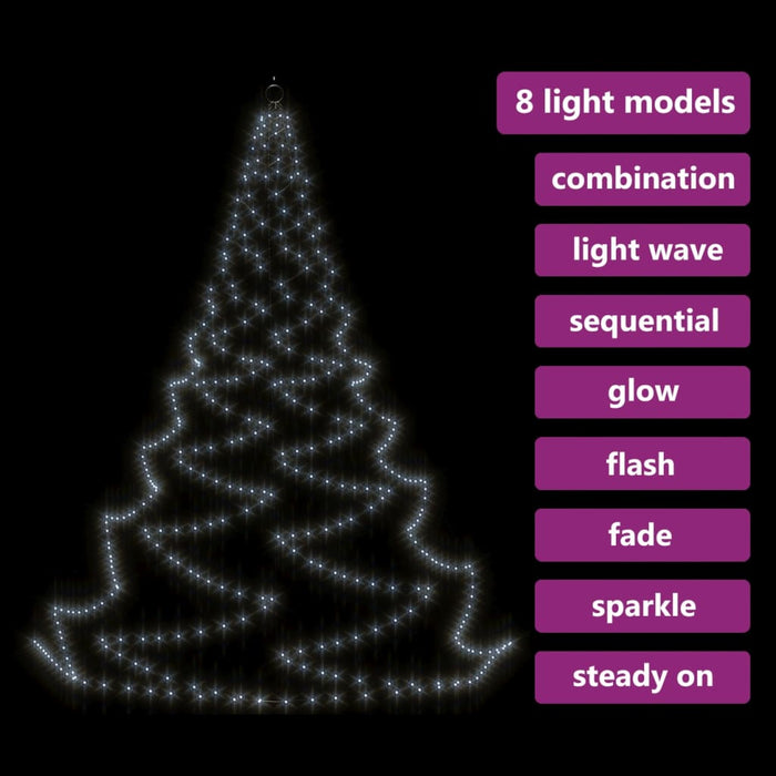 Albero da Parete con Gancio Metallico 720 LED Bianco Freddo 5 m 328645