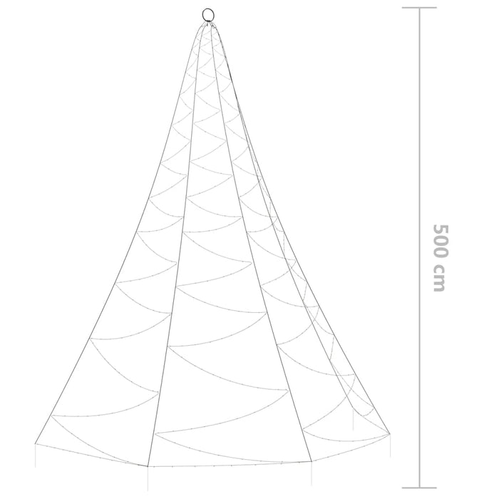 Albero da Parete con Gancio Metallico 720 LED Colorati 5 m