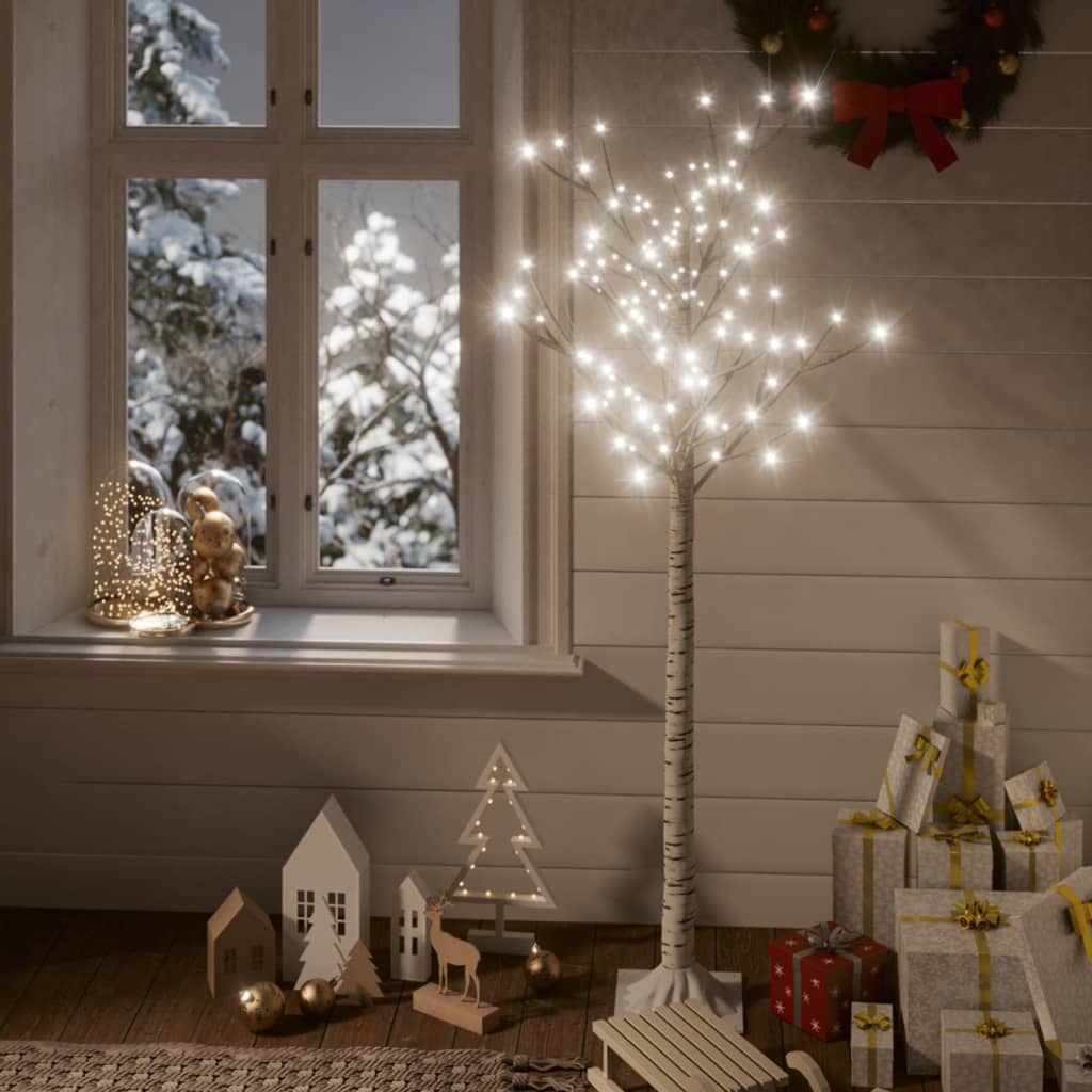 Albero Natale 140 LED 1,5m Salice Bianco Freddo Interno Esterno