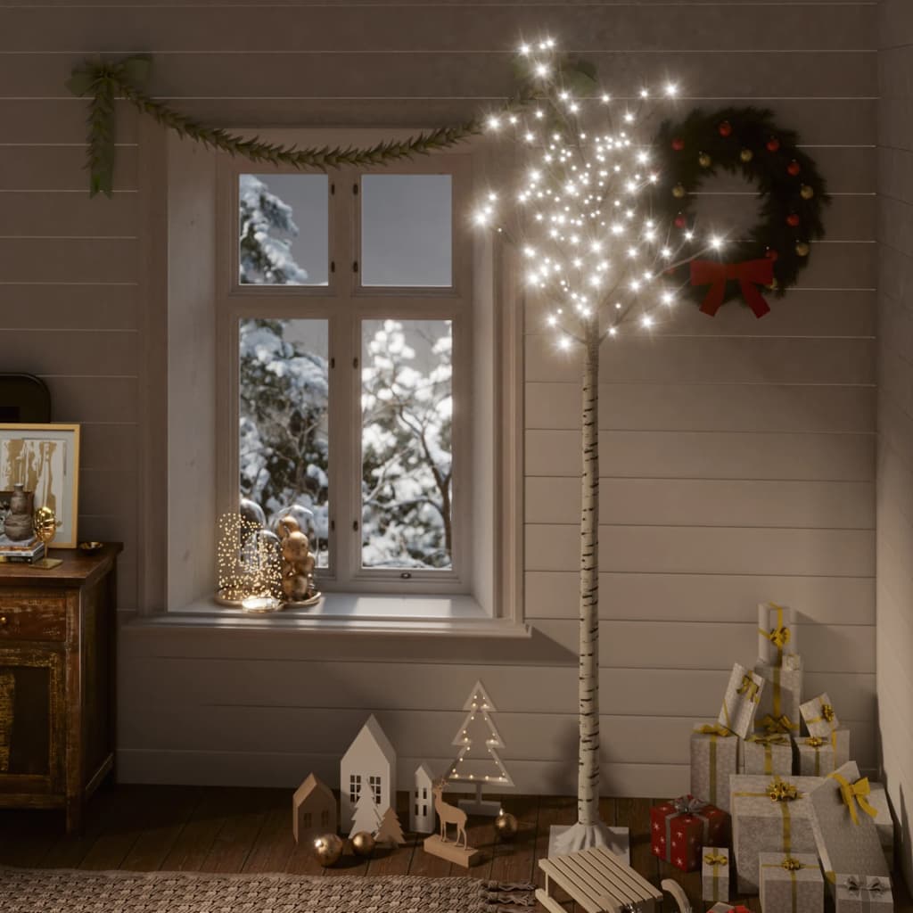 Albero Natale 200 LED 2,2m Salice Bianco Freddo Interno Esterno