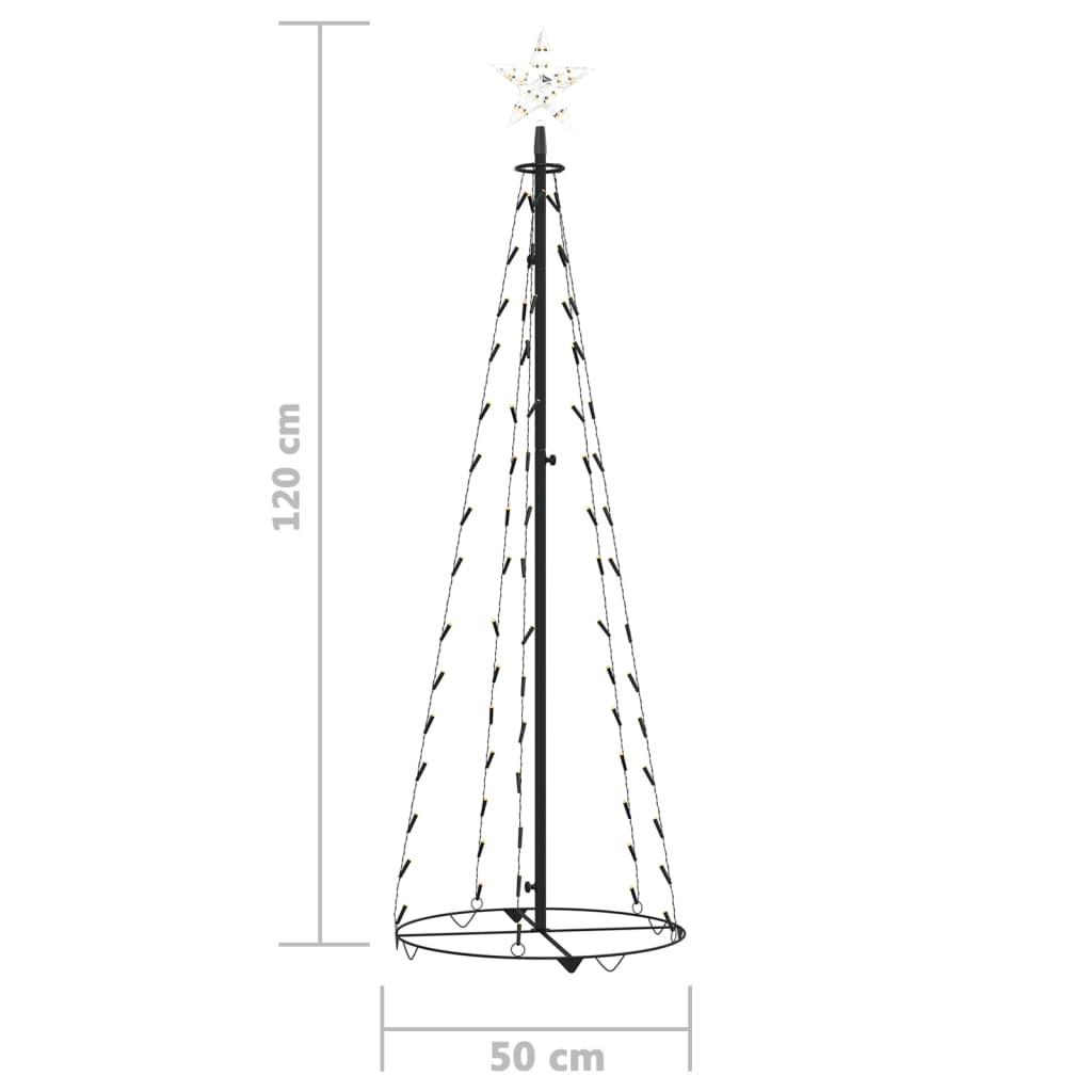 Albero di Natale a Cono con 70 LED Bianco Caldo 50x120 cm