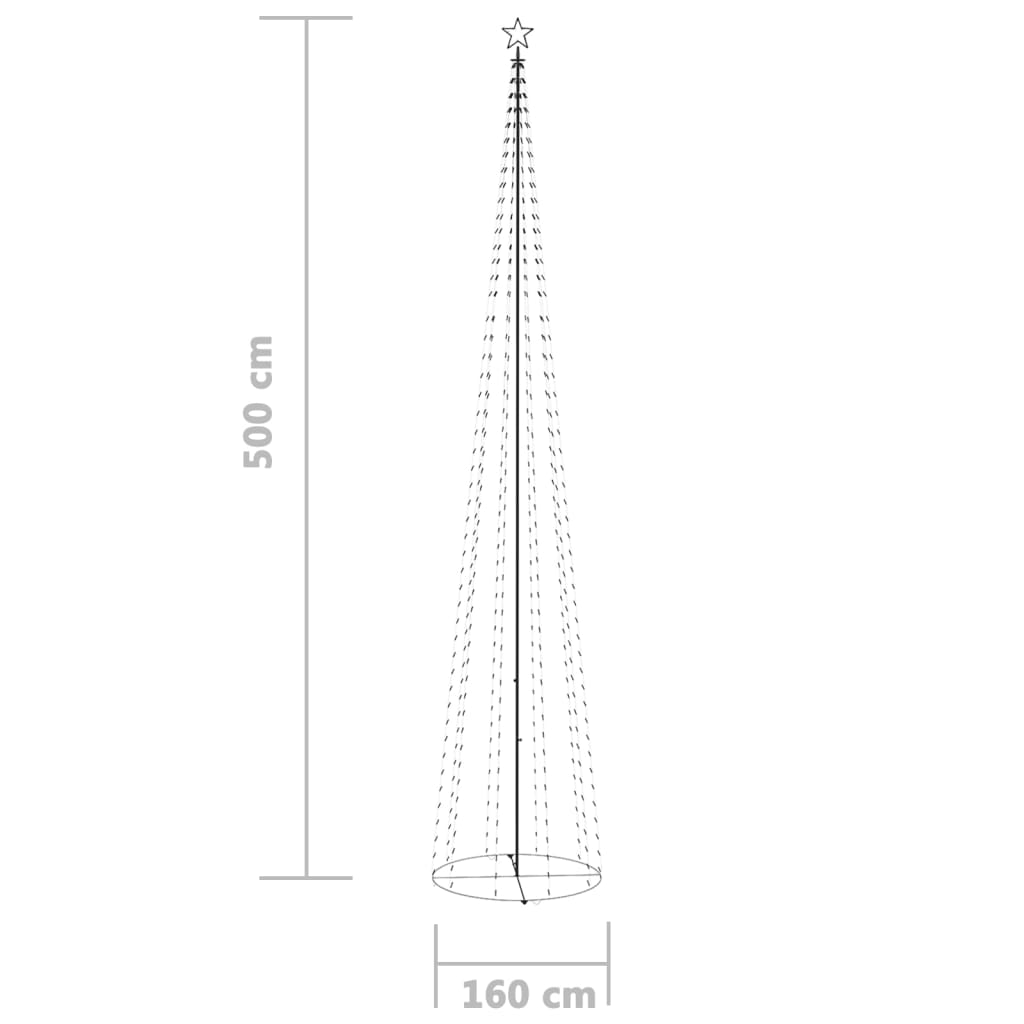 Albero di Natale a Cono con 752 LED Bianco Caldo 160x500 cm 328723