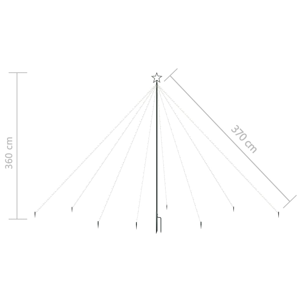 Luci Albero Natale Interni Esterni 576 LED Bianco Freddo 3,6 m 328739