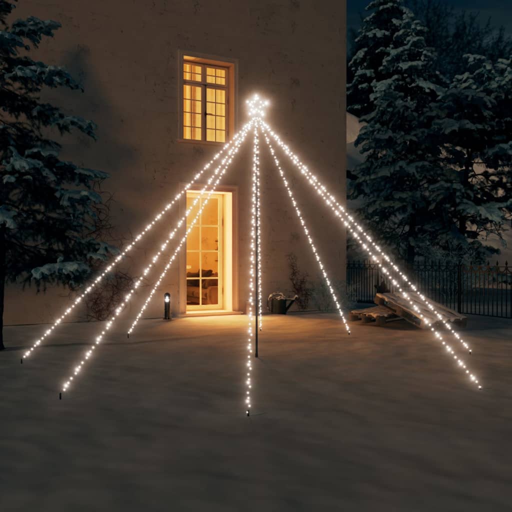 Luci Albero Natale Interni Esterni 576 LED Bianco Freddo 3,6 m 328739