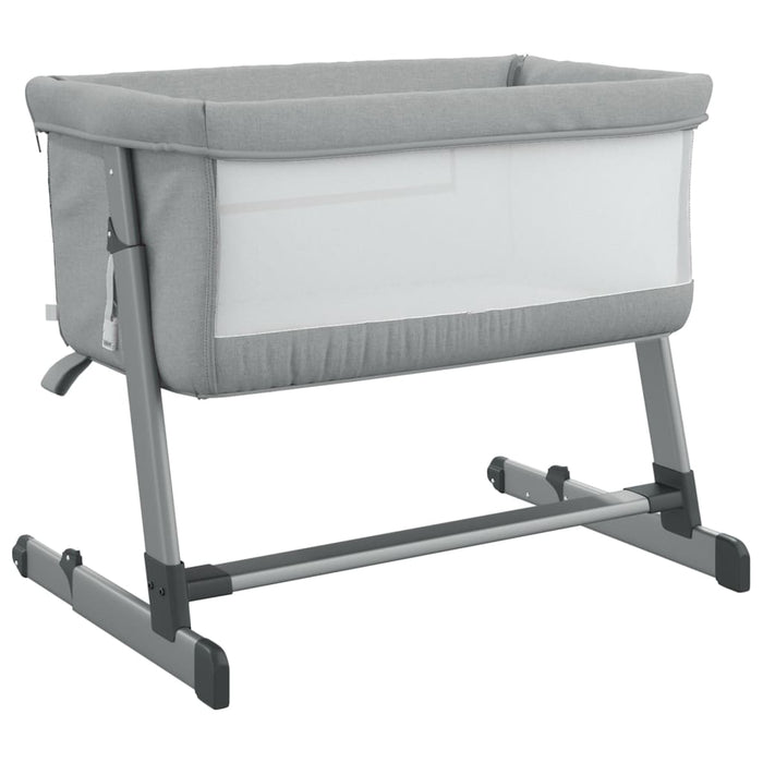 Lettino per Bambini con Materasso Grigio Chiaro Tessuto di Lino cod mxl 72529