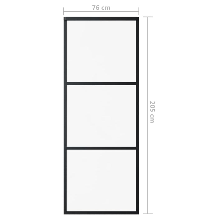 Porta Scorrevole in Vetro ESG e Alluminio 76x205 cm Nera 151008