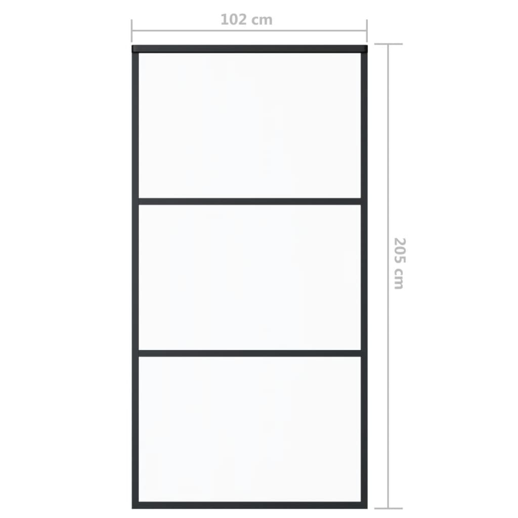 Porta Scorrevole in Vetro ESG e Alluminio 102x205 cm Nera 151010