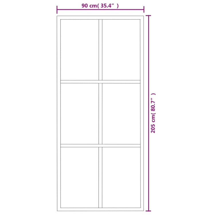 Porta Scorrevole in Vetro ESG e Alluminio 90x205 cm Nera 151012