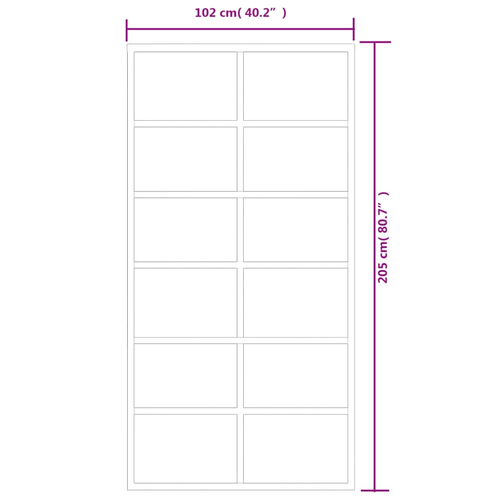 Porta Scorrevole in Vetro ESG e Alluminio 102x205 cm Nera 151019