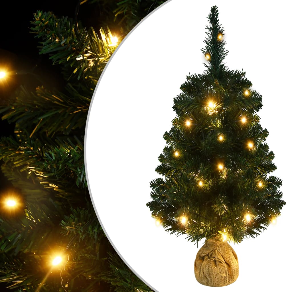 Albero di Natale Artificiale con Supporto e LED Verde 90 cm PVC 332849