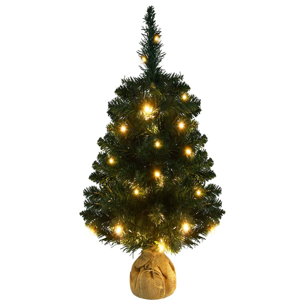 Albero di Natale Artificiale con Supporto e LED Verde 90 cm PVC 332849