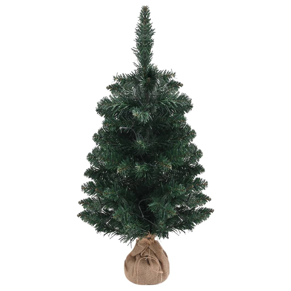 Albero di Natale Artificiale con Supporto e LED Verde 90 cm PVC 332849