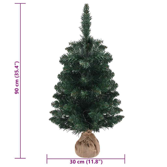 Albero di Natale Artificiale con Supporto e LED Verde 90 cm PVC 332849