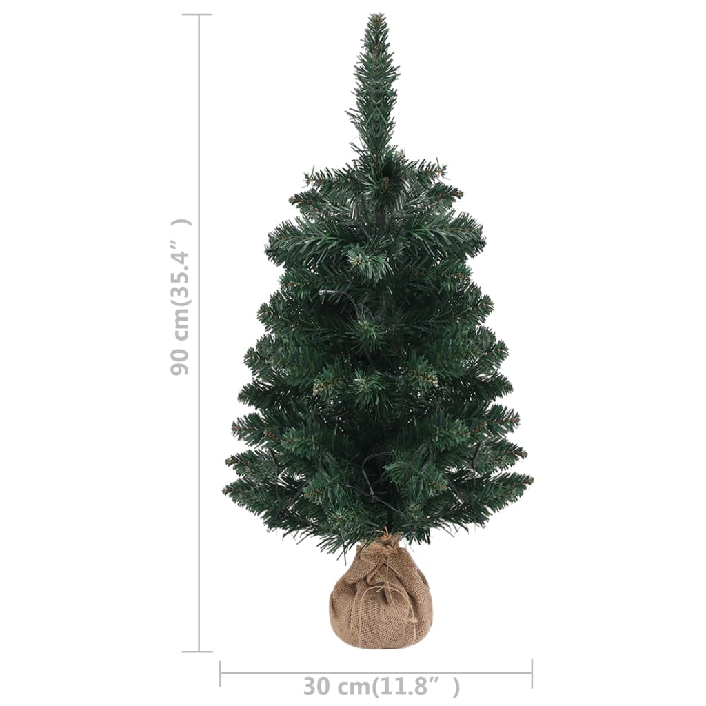 Albero di Natale Artificiale con Supporto e LED Verde 90 cm PVC 332849