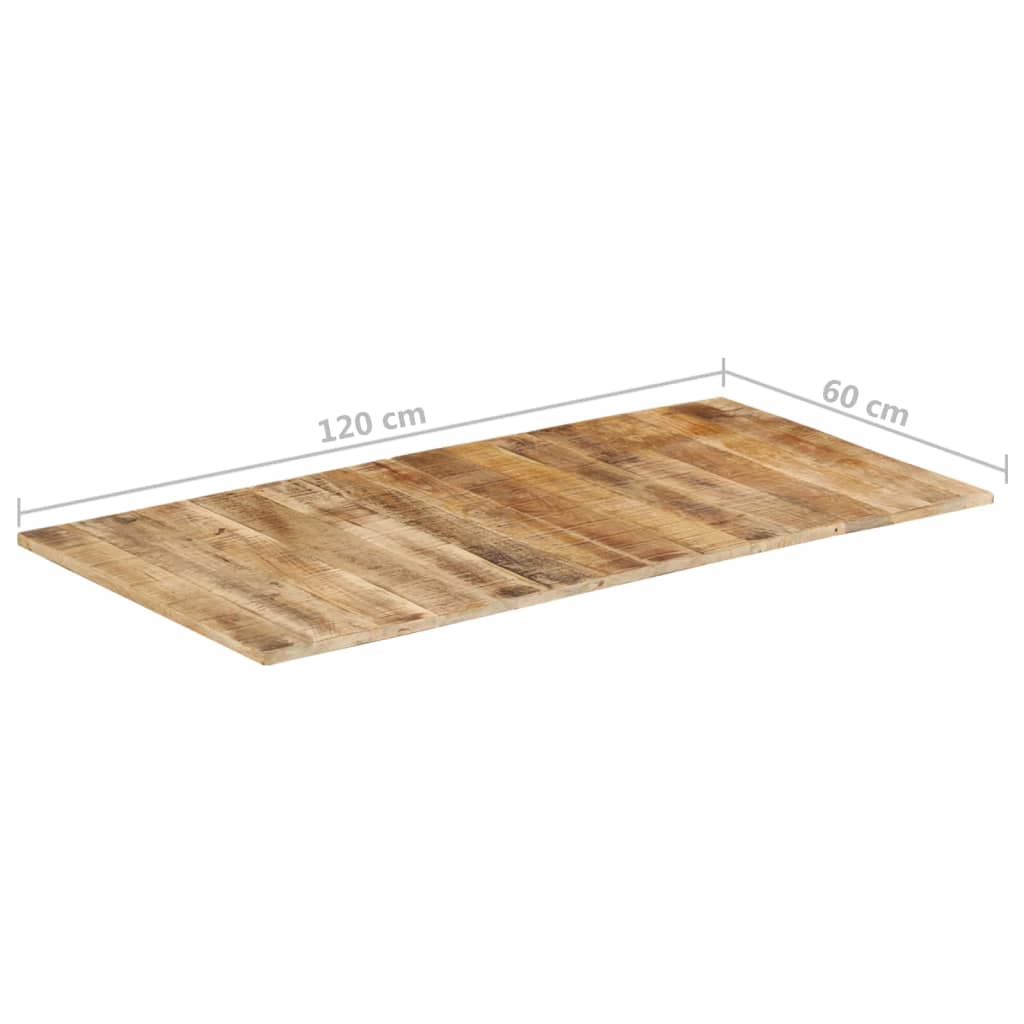 Piano del Tavolo 120x60x(1,5-1,6) cm in Legno di Mango Grezzo 328336