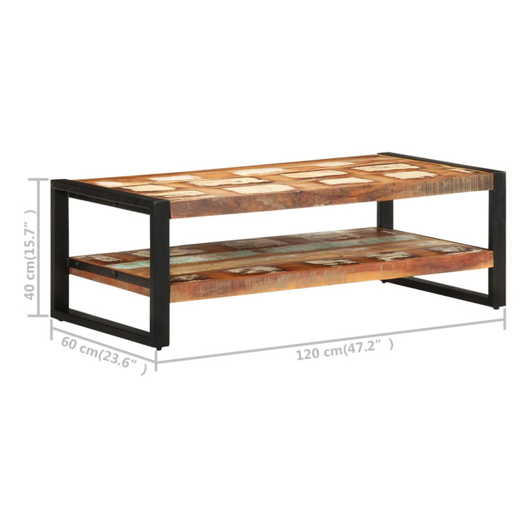 Tavolino da Salotto in Legno Massello di Recupero 120x60x40 cm  cod mxl 13654