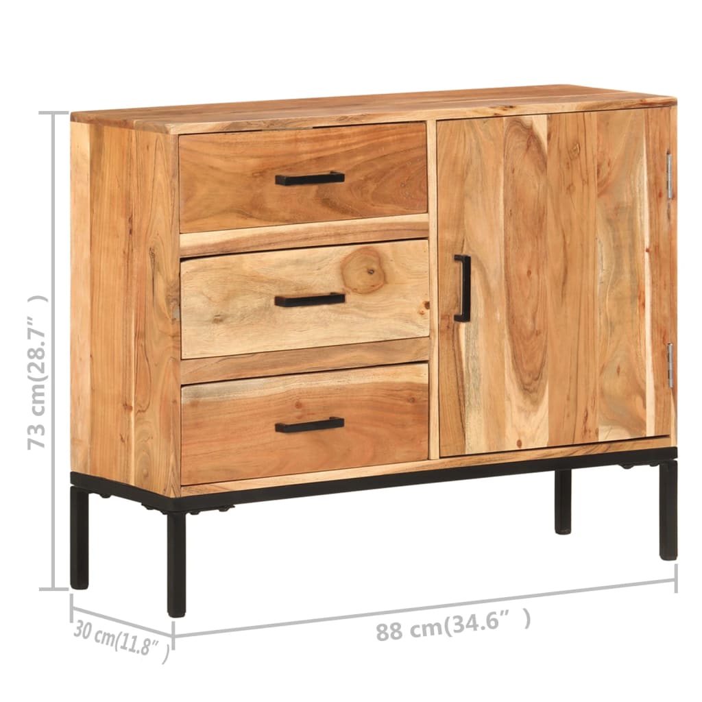 Credenza 88x30x73 cm in Legno Massello di Acacia