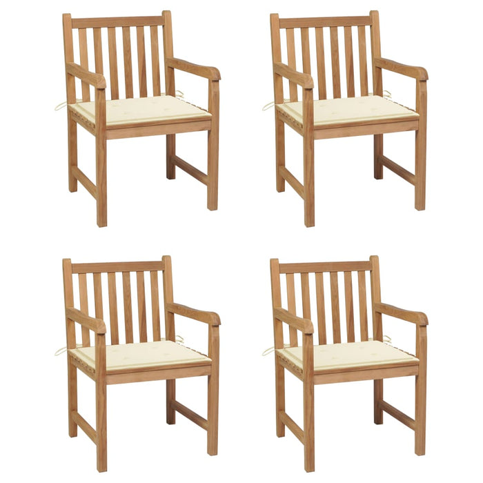 Sedie Giardino 4 pz con Cuscini Crema in Massello di Teak 3073006