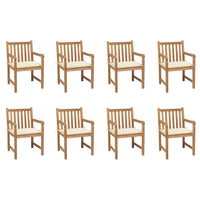 Sedie da Giardino 8 pz con Cuscini Crema in Massello di Teak cod mxl 17491