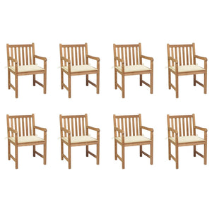 Sedie da Giardino 8 pz con Cuscini Crema in Massello di Teak cod mxl 17491