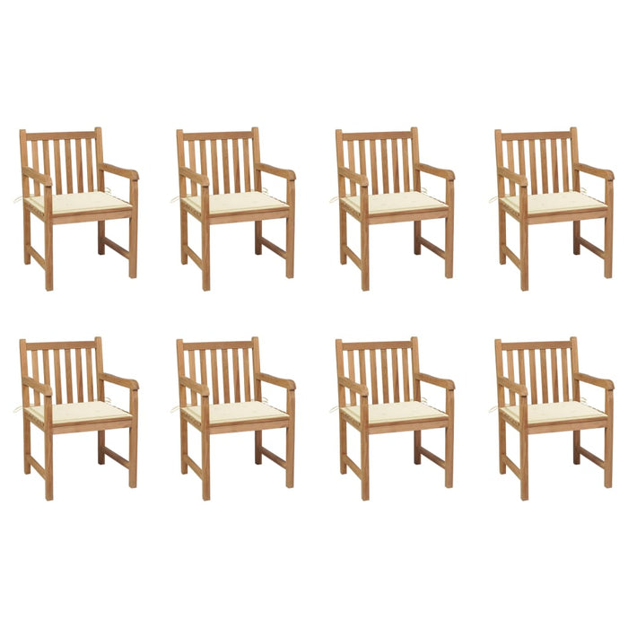 Sedie da Giardino 8 pz con Cuscini Crema in Massello di Teak cod mxl 17491