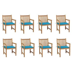 Sedie da Giardino 8 pz con Cuscini Blu in Massello di Teak 3073062