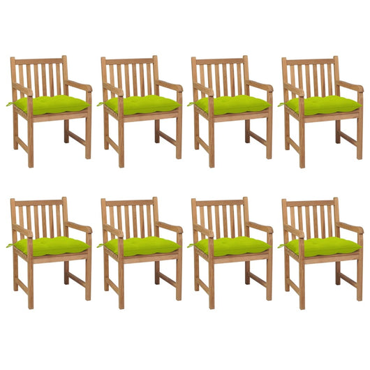 Sedie Giardino 8 pz con Cuscini Verde Brillante Massello Teak cod mxl 8370