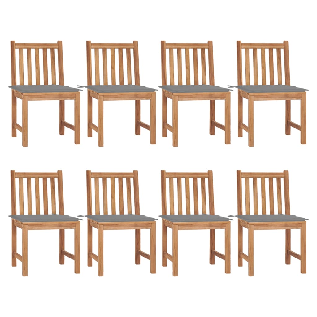 Sedie da Giardino con Cuscini 8 pz in Legno Massello di Teak cod mxl 13024