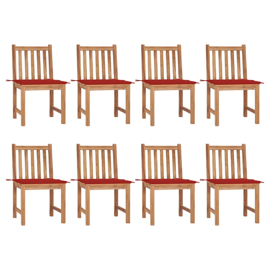 Sedie da Giardino con Cuscini 8 pz in Legno Massello di Teak cod mxl 8397