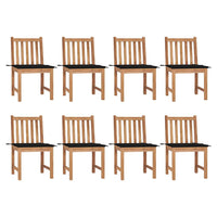 Sedie da Giardino con Cuscini 8 pz in Legno Massello di Teak 3073149