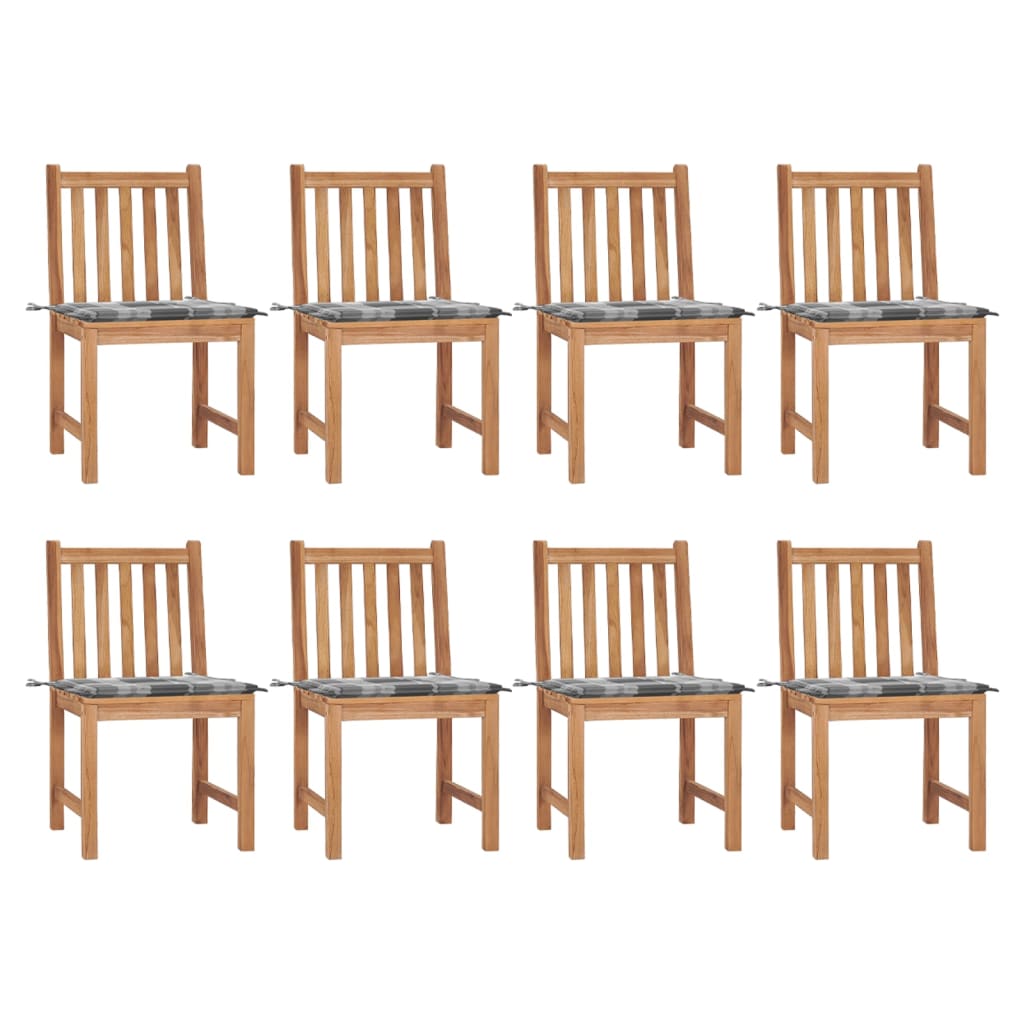 Sedie da Giardino con Cuscini 8 pz in Legno Massello di Teak cod mxl 17520