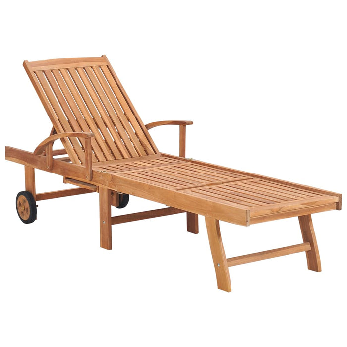 Lettini Prendisole 2 pz con Tavolo e Cuscino Massello di Teak cod mxl 7408