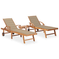 Lettini Prendisole 2 pz con Tavolo e Cuscino Massello di Teak cod mxl 45539