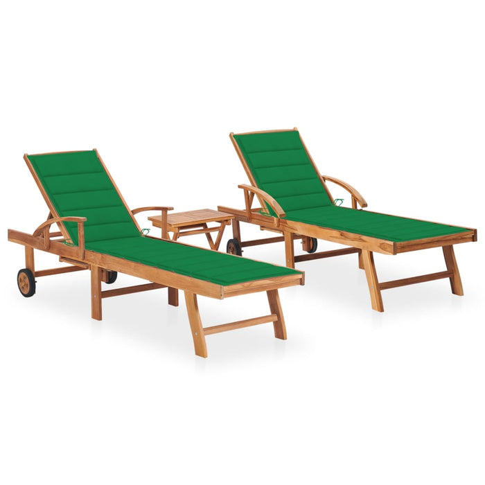 Lettini Prendisole 2 pz con Tavolo e Cuscino Massello di Teak cod mxl 12871