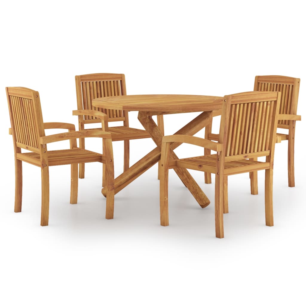 Set da Pranzo per Giardino 5 pz in Legno Massello di Teak cod mxl 36270