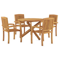 Set da Pranzo per Giardino 5 pz in Legno Massello di Teak cod mxl 36270