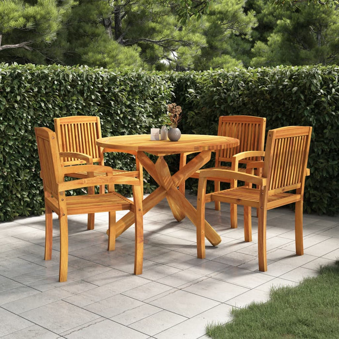 Set da Pranzo per Giardino 5 pz in Legno Massello di Teak cod mxl 36270