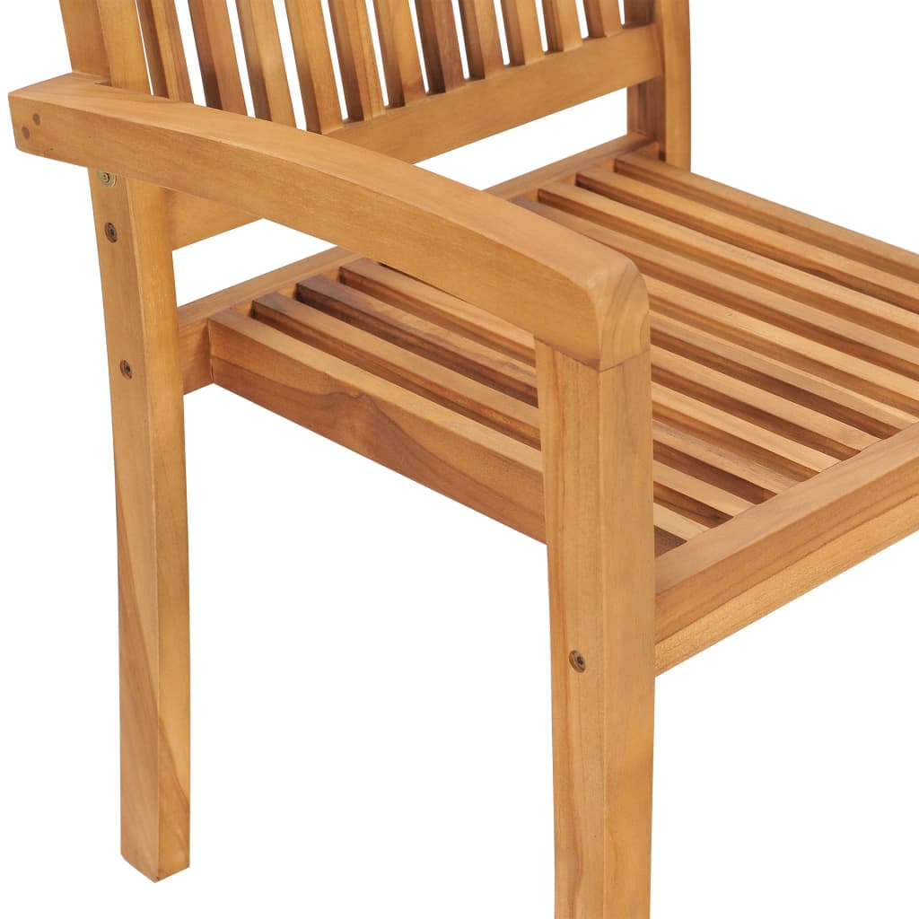 Sedie da Giardino Impilabili 8 pz con Cuscini Massello di Teak 3073244