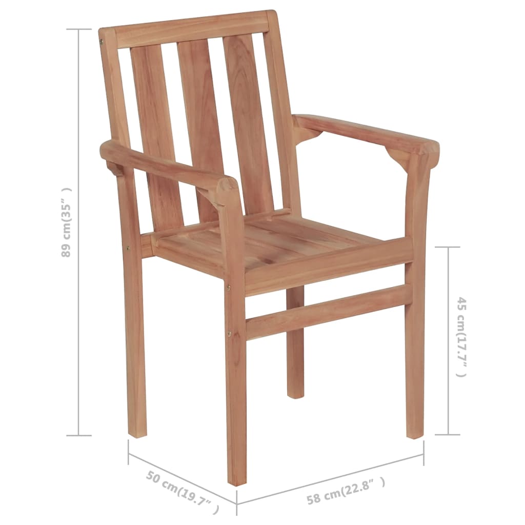 Sedie da Giardino Impilabili 4 pz in Legno Massello di Teak cod mxl 17560