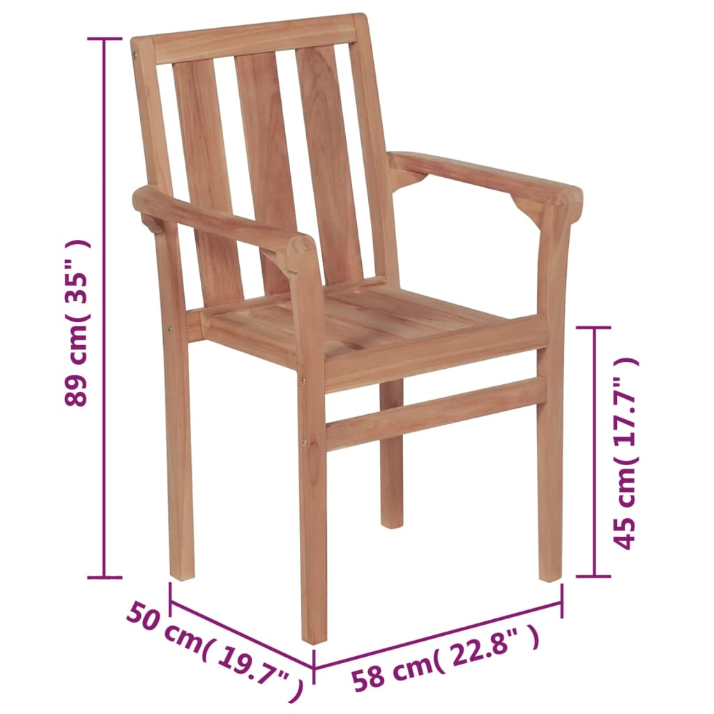 Sedie da Giardino Impilabili 8 pz in Legno Massello di Teak cod mxl 17561