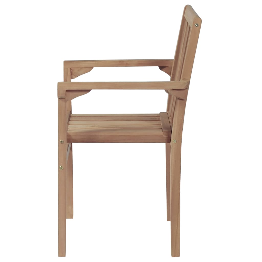 Sedie da Giardino Impilabili con Cuscini 4 pz Massello di Teak 3073396