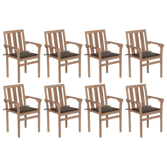 Sedie da Giardino Impilabili con Cuscini 8 pz Massello di Teak 3073441