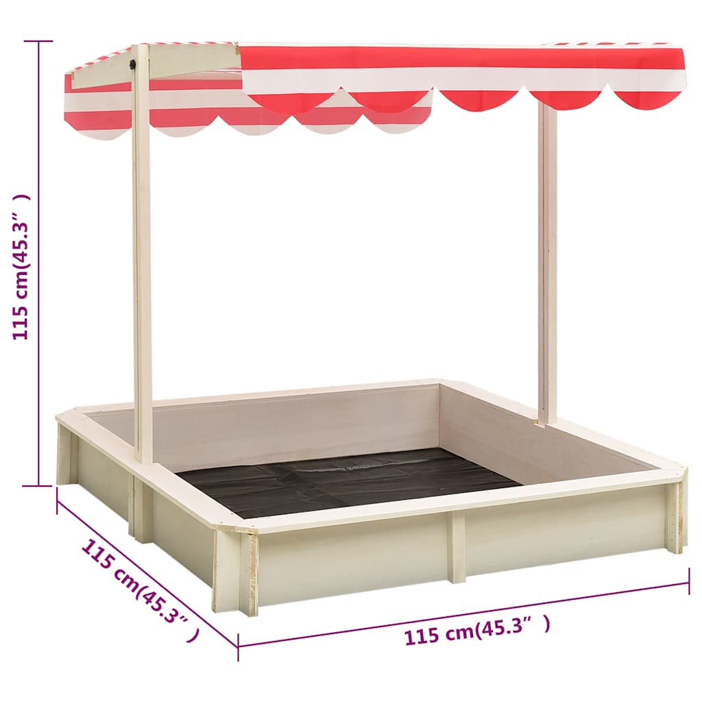 Sabbiera con Tetto Regolabile Legno Abete Bianco e Rosso UV50 316476