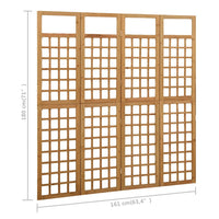 Divisorio a 4 Pannelli in Legno Massello di Abete 161x180 cm 316479