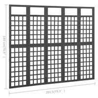 Divisorio a 5 Pannelli in Massello di Abete Nero 201,5x180 cm 316484