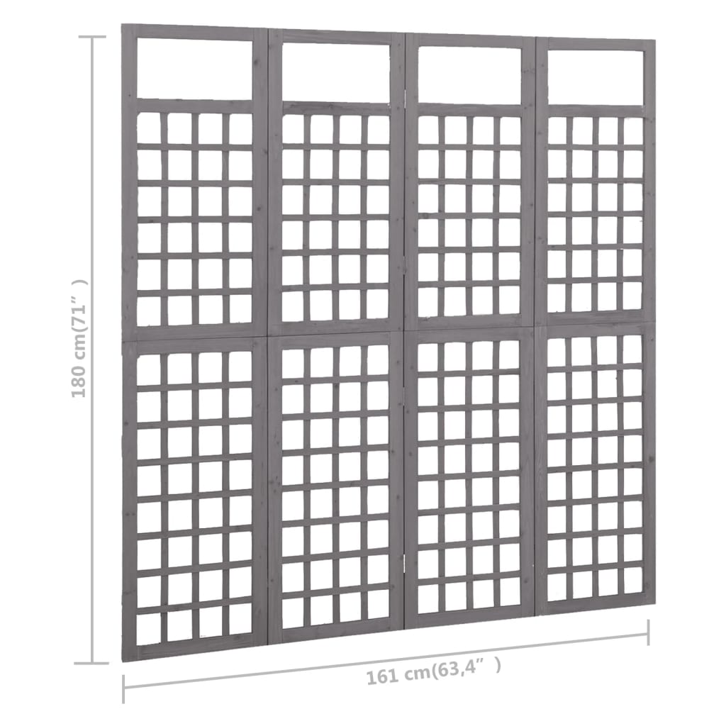 Divisorio a 4 Pannelli in Massello di Abete Grigio 161x180 cm cod mxl 77223