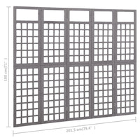 Divisorio a 5 Pannelli in Massello di Abete Grigio 201,5x180 cm cod mxl 69212