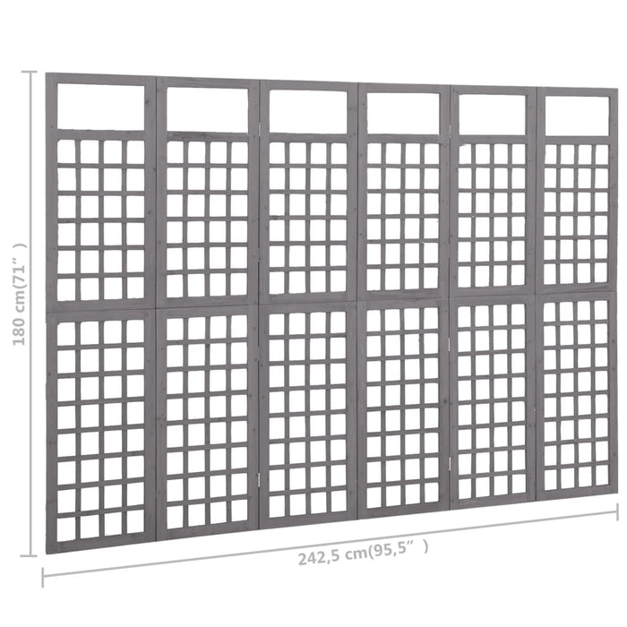 Divisorio a 6 Pannelli in Massello di Abete Grigio 242,5x180 cm cod mxl 65846