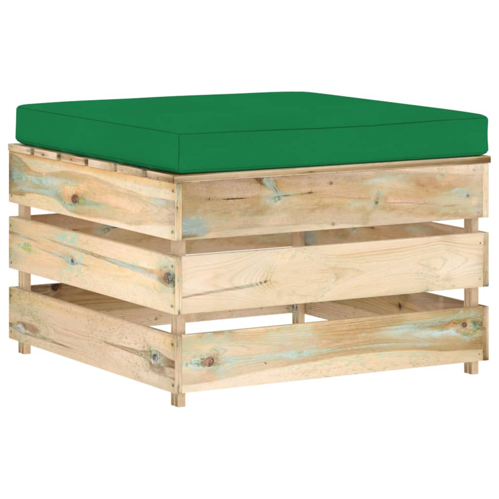 Ottomana Modulare con Cuscino in Legno Impregnato Verde cod mxl 73319