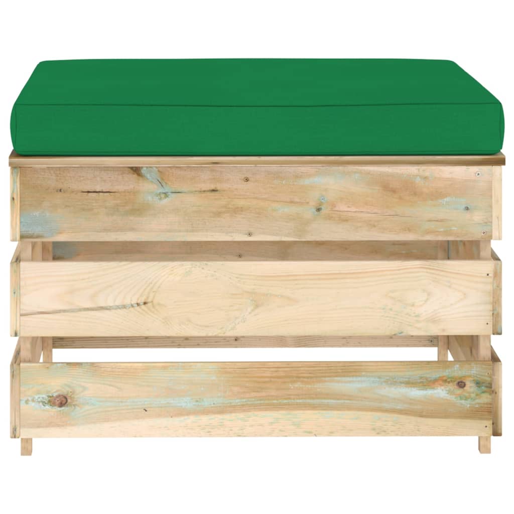 Ottomana Modulare con Cuscino in Legno Impregnato Verde cod mxl 73319